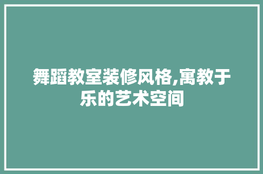 舞蹈教室装修风格,寓教于乐的艺术空间