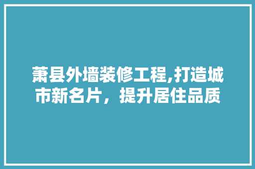 萧县外墙装修工程,打造城市新名片，提升居住品质 家居装修