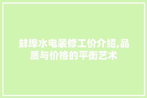 蚌埠水电装修工价介绍,品质与价格的平衡艺术 地板材料