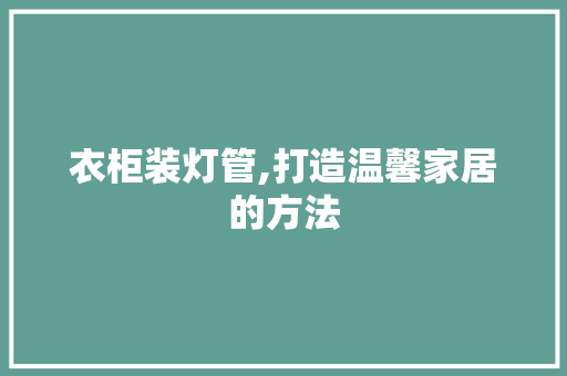 衣柜装灯管,打造温馨家居的方法 客厅装修