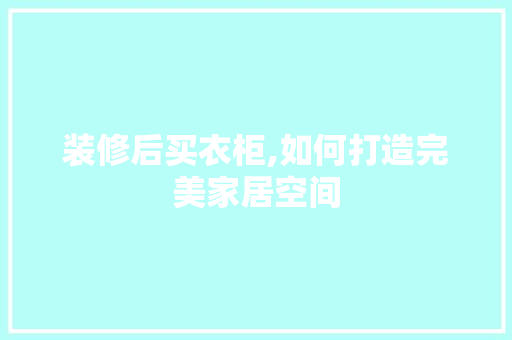 装修后买衣柜,如何打造完美家居空间 家居装修
