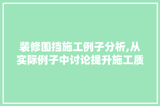 装修围挡施工例子分析,从实际例子中讨论提升施工质量的步骤 木雕艺术