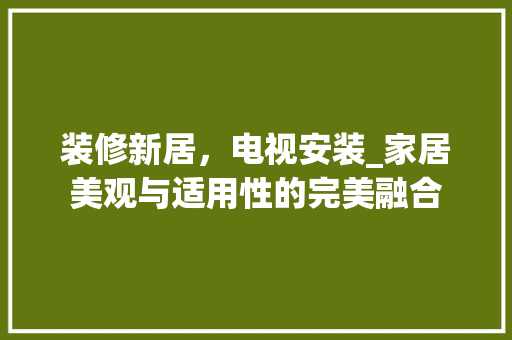 装修新居，电视安装_家居美观与适用性的完美融合