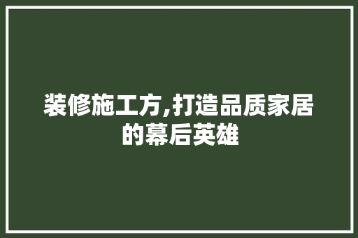 装修施工方,打造品质家居的幕后英雄 客厅装修