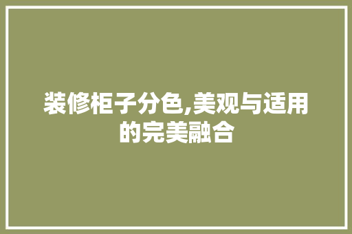 装修柜子分色,美观与适用的完美融合 室内设计