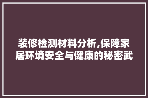 装修检测材料分析,保障家居环境安全与健康的秘密武器 中式风格装饰
