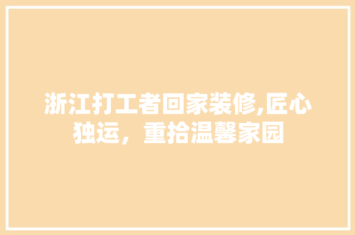 浙江打工者回家装修,匠心独运，重拾温馨家园 软装设计