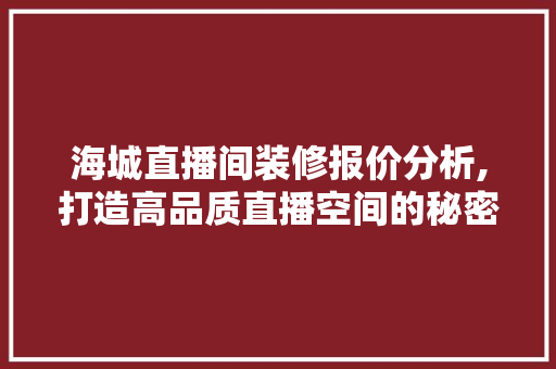 海城直播间装修报价分析,打造高品质直播空间的秘密武器