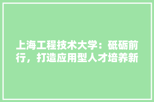 上海工程技术大学：砥砺前行，打造应用型人才培养新高地 家居装修