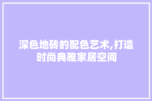 深色地砖的配色艺术,打造时尚典雅家居空间 卧室装修