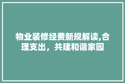 物业装修经费新规解读,合理支出，共建和谐家园 木雕艺术
