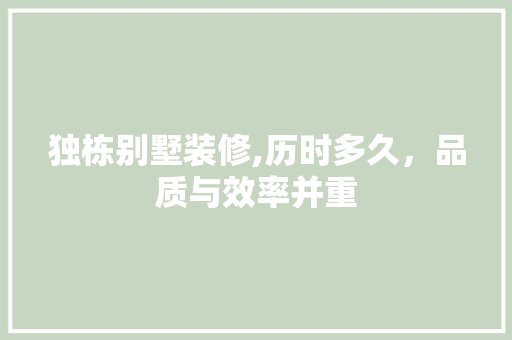独栋别墅装修,历时多久，品质与效率并重
