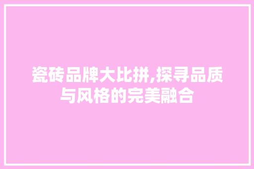 瓷砖品牌大比拼,探寻品质与风格的完美融合 客厅装修