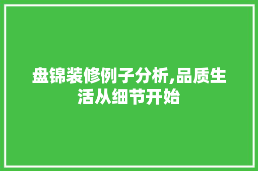盘锦装修例子分析,品质生活从细节开始