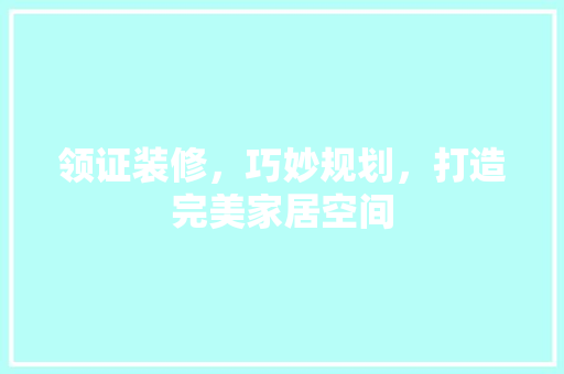 领证装修，巧妙规划，打造完美家居空间 中式风格装饰