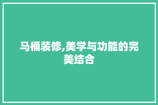 马桶装修,美学与功能的完美结合