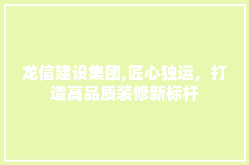 龙信建设集团,匠心独运，打造高品质装修新标杆