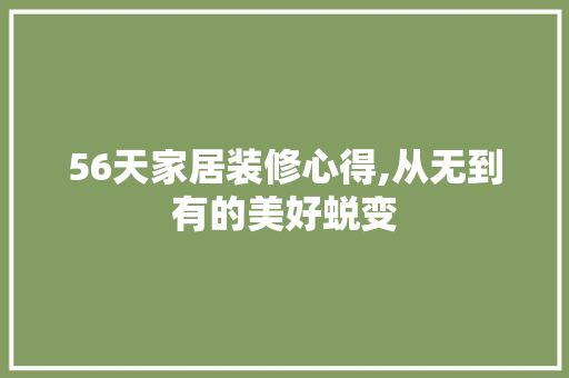 56天家居装修心得,从无到有的美好蜕变 家居装修