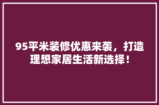 95平米装修优惠来袭，打造理想家居生活新选择！