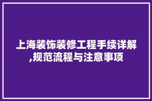 上海装饰装修工程手续详解,规范流程与注意事项 卧室装修