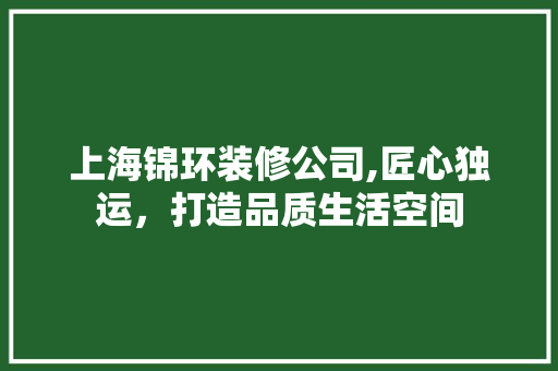 上海锦环装修公司,匠心独运，打造品质生活空间