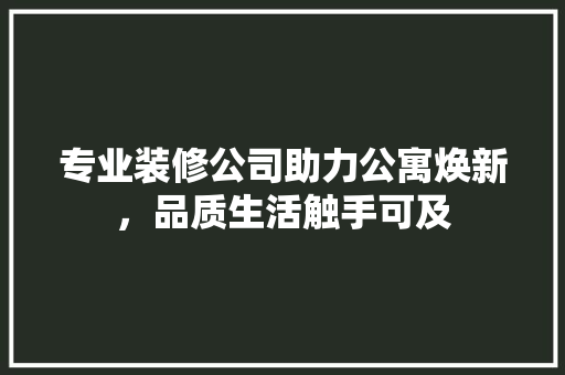 专业装修公司助力公寓焕新，品质生活触手可及 室内设计