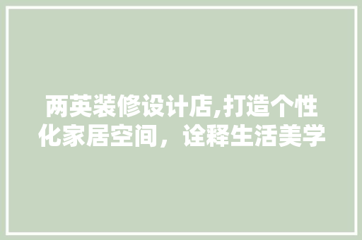 两英装修设计店,打造个性化家居空间，诠释生活美学 现代风格装饰