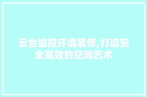 云台监控环境装修,打造安全高效的空间艺术