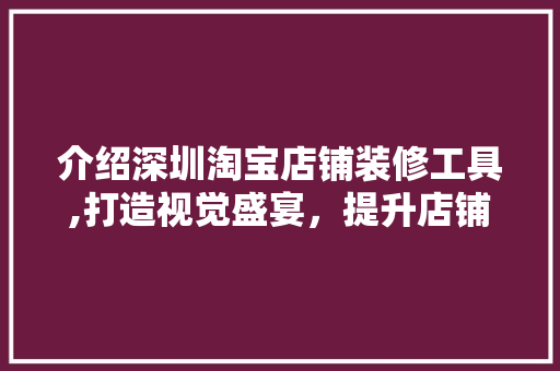 介绍深圳淘宝店铺装修工具,打造视觉盛宴，提升店铺竞争力 中式风格装饰