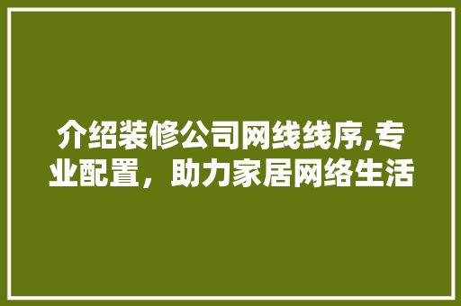 介绍装修公司网线线序,专业配置，助力家居网络生活