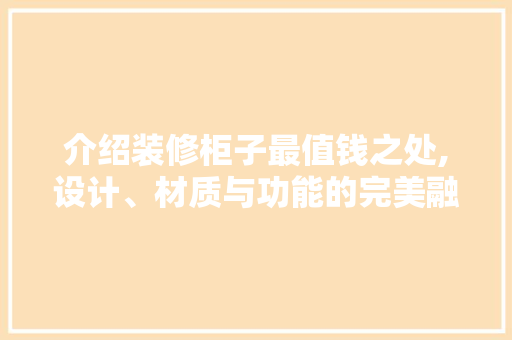 介绍装修柜子最值钱之处,设计、材质与功能的完美融合 客厅装修