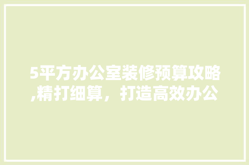 5平方办公室装修预算攻略,精打细算，打造高效办公空间 木雕艺术