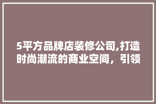 5平方品牌店装修公司,打造时尚潮流的商业空间，引领现代商业设计新潮流 中式风格装饰