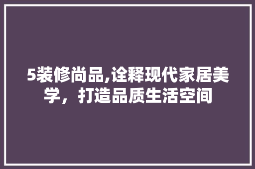 5装修尚品,诠释现代家居美学，打造品质生活空间 家居装修