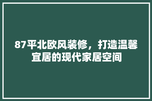 87平北欧风装修，打造温馨宜居的现代家居空间