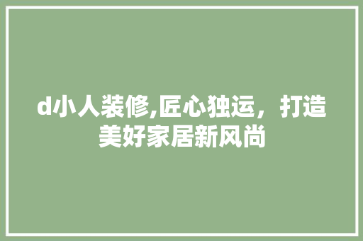 d小人装修,匠心独运，打造美好家居新风尚 家居装修
