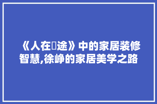 《人在囧途》中的家居装修智慧,徐峥的家居美学之路 木雕艺术