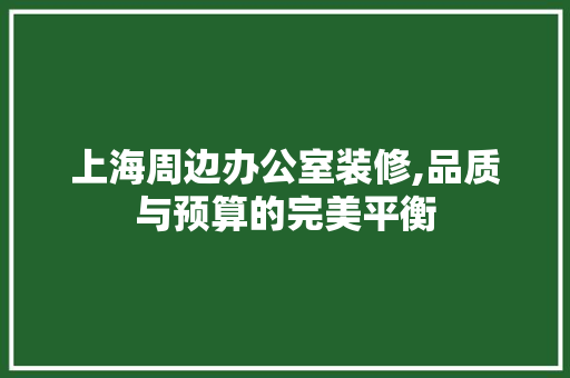 上海周边办公室装修,品质与预算的完美平衡 现代风格装饰