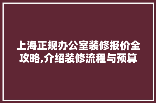 上海正规办公室装修报价全攻略,介绍装修流程与预算要点 卧室装修