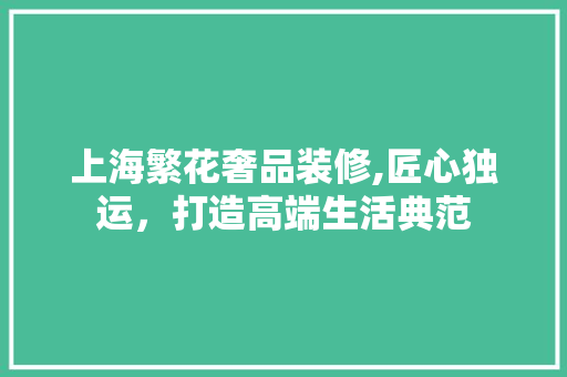 上海繁花奢品装修,匠心独运，打造高端生活典范 现代风格装饰