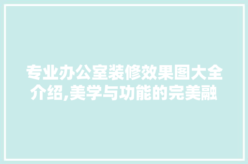 专业办公室装修效果图大全介绍,美学与功能的完美融合 室内设计