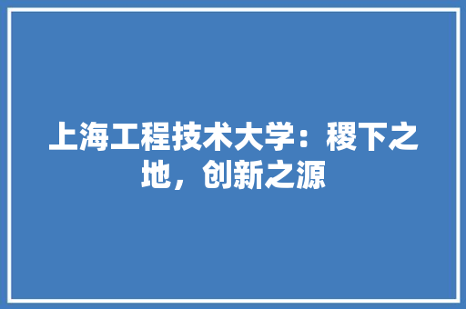 上海工程技术大学：稷下之地，创新之源 家居装修