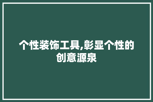 个性装饰工具,彰显个性的创意源泉