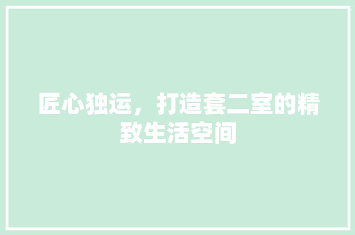 匠心独运，打造套二室的精致生活空间