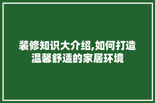 装修知识大介绍,如何打造温馨舒适的家居环境 木雕艺术