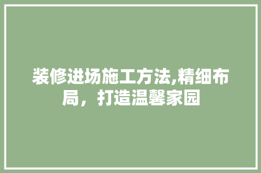 装修进场施工方法,精细布局，打造温馨家园 客厅装修
