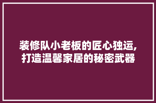 装修队小老板的匠心独运,打造温馨家居的秘密武器 客厅装修