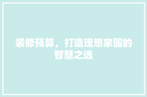 装修预算，打造理想家园的智慧之选 客厅装修