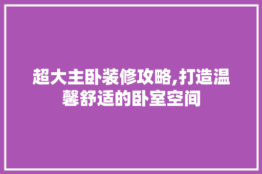 超大主卧装修攻略,打造温馨舒适的卧室空间