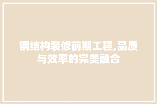钢结构装修前期工程,品质与效率的完美融合